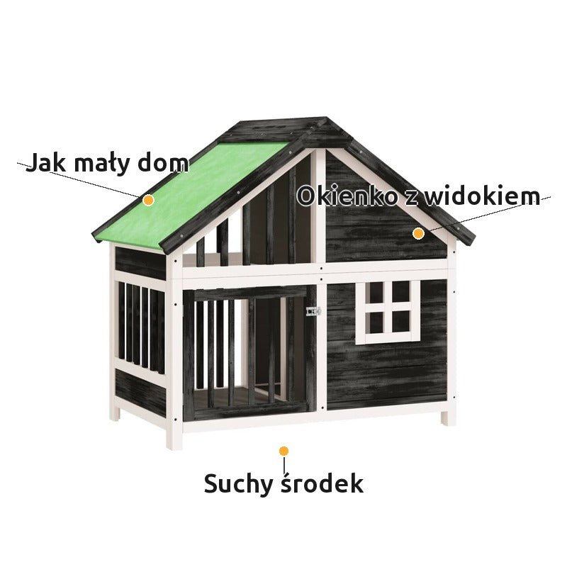Domek dla Psa Drewniany z Okienkiem 96x60,5x87 cm Szary – korzyści