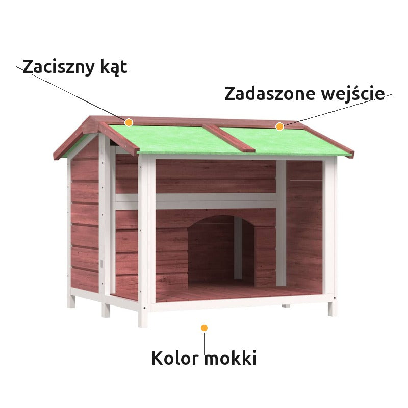 Domek dla Psa na Zewnątrz z Zadaszonym Wejściem 96x87x80,5 cm Mokka – zalety