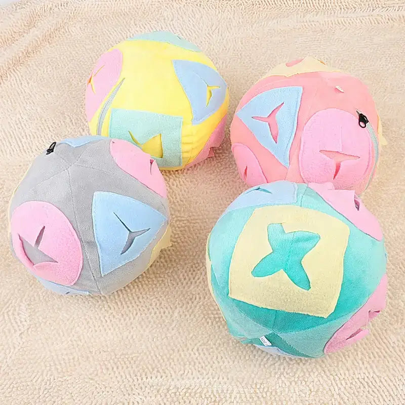 Dozownik Karmy z Piłką dla Psa - Zabawa i Zdrowie Cztery Miękki Wielokolorowy