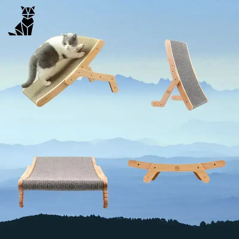 Drapak dla Kota Kartonowy od Scratchyparadise Tytuł Domyślny Regulowany Drewniany Kot