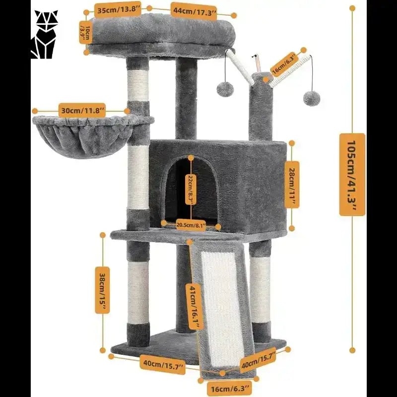 Drapak dla Maine Coona - Wytrzymały i Komfortowy Wielopoziomowy Szary Kot