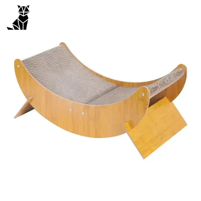 Drewniany Drapak dla Kota Stabilny z Legowiskiem 49x24x20cm Zakrzywiony Drewniany Kot