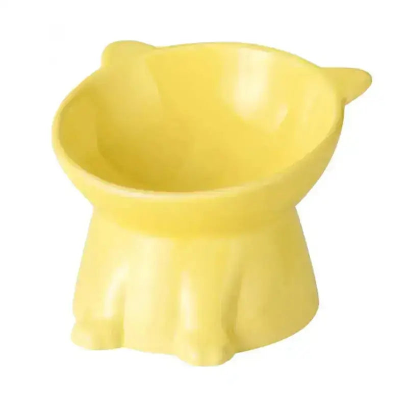 Elegancka Ceramiczna Miska dla Kota na Stojaku żółty