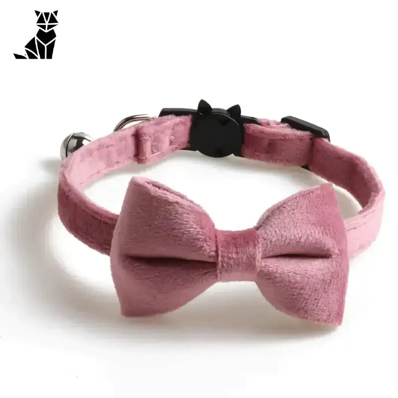 Elegancka Muszka dla Kota na Każdą Okazję 1.0x28cm / Różowy Różowy Aksamit Kot