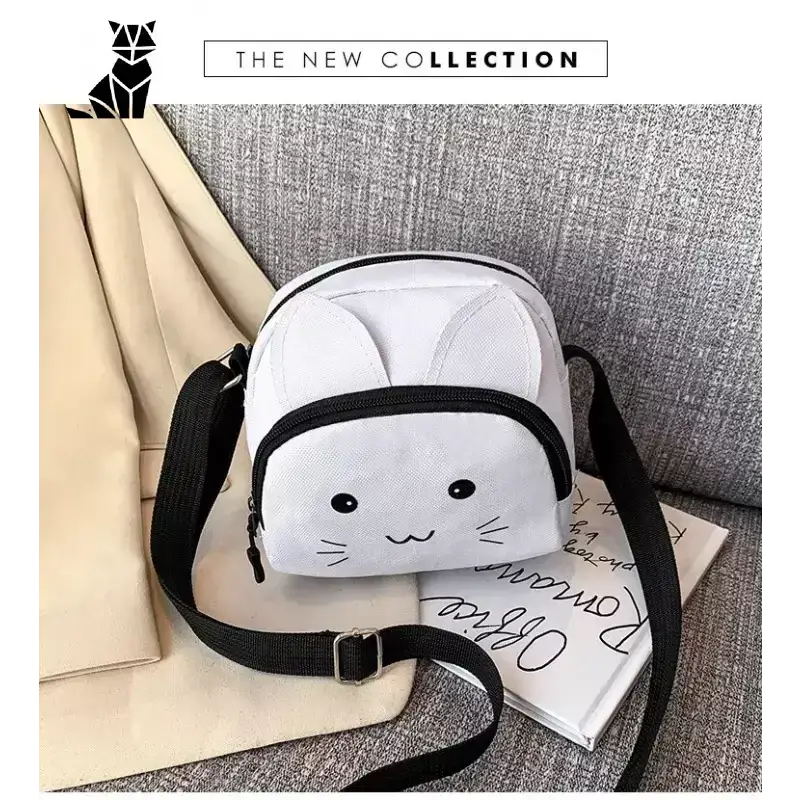 Elegancka Torba na Ramię z Kotem Kreskówkowym Biały Biały w Kształcie Króliczka Crossbody