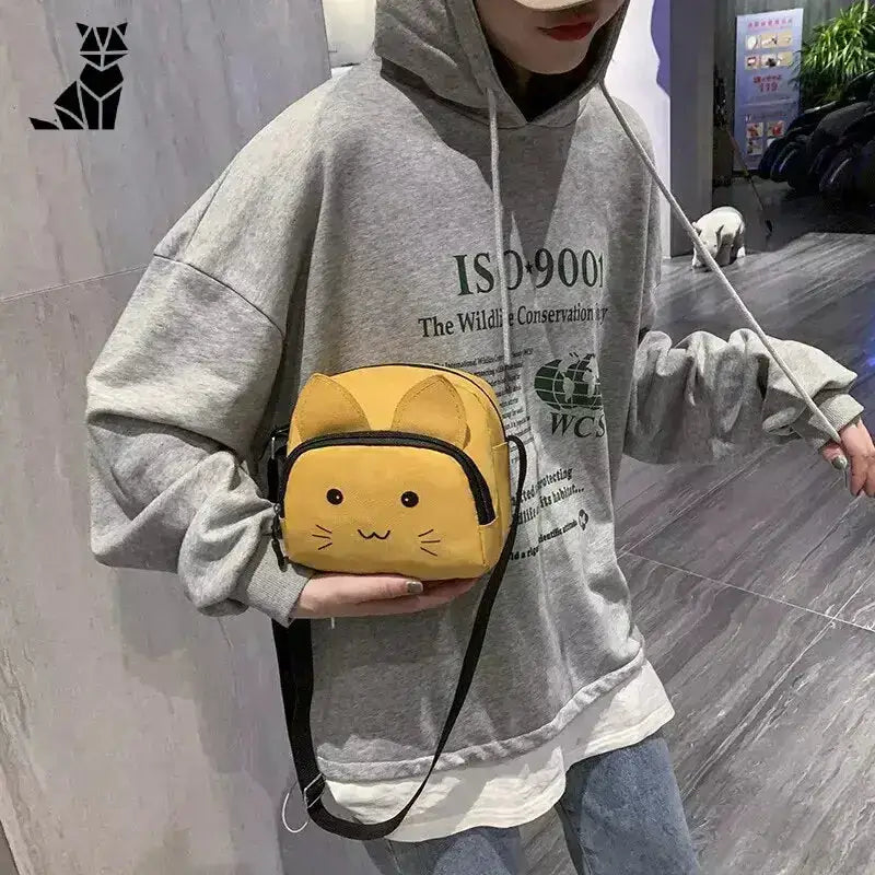 Elegancka Torba na Ramię z Kotem Kreskówkowym żółty w Kształcie Kota Crossbody