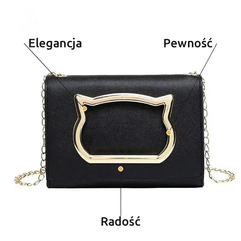 Elegancka Torebka z Motywem Kota Stylowa Czarny