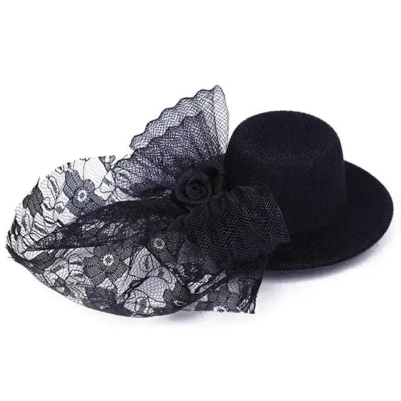 Elegancki Czapka dla Kota Stylowa Wygodna Czarny Czarny z Szerokim Rondem Kapelusz