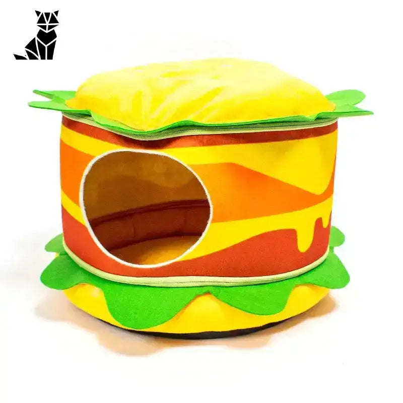 Fast Food Kota w Formie Legowiska Hamburger Hamburger Kolorowy Wielowarstwowy Kot