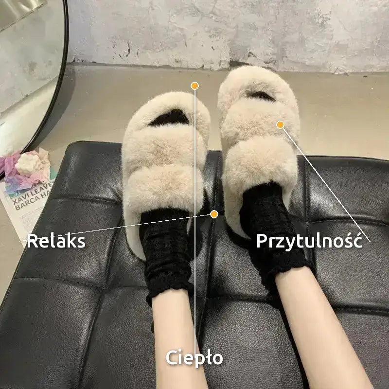 Futrzane Kapcie Damskie Miękkie Komfortowe
