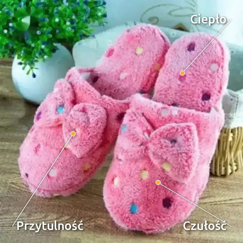 Kapcie Damskie Domowe Ciepłe Antypoślizgowe Różowy / 36