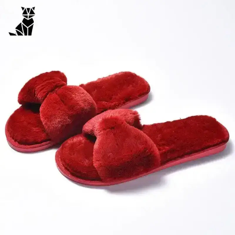 Kapcie Damskie z Kokardą – Styl i Wygoda Czerwony / 36 Puszysty Czerwony Krzyż