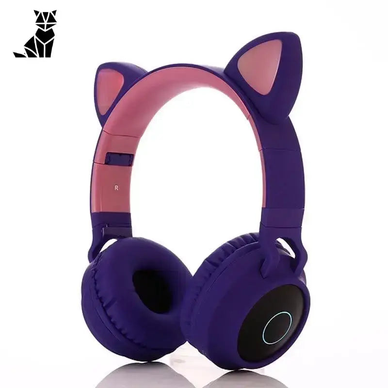 Kask z Kocimi Uszami Bluetooth Bezprzewodowy Fioletowy Kocie Ucho Słuchawki