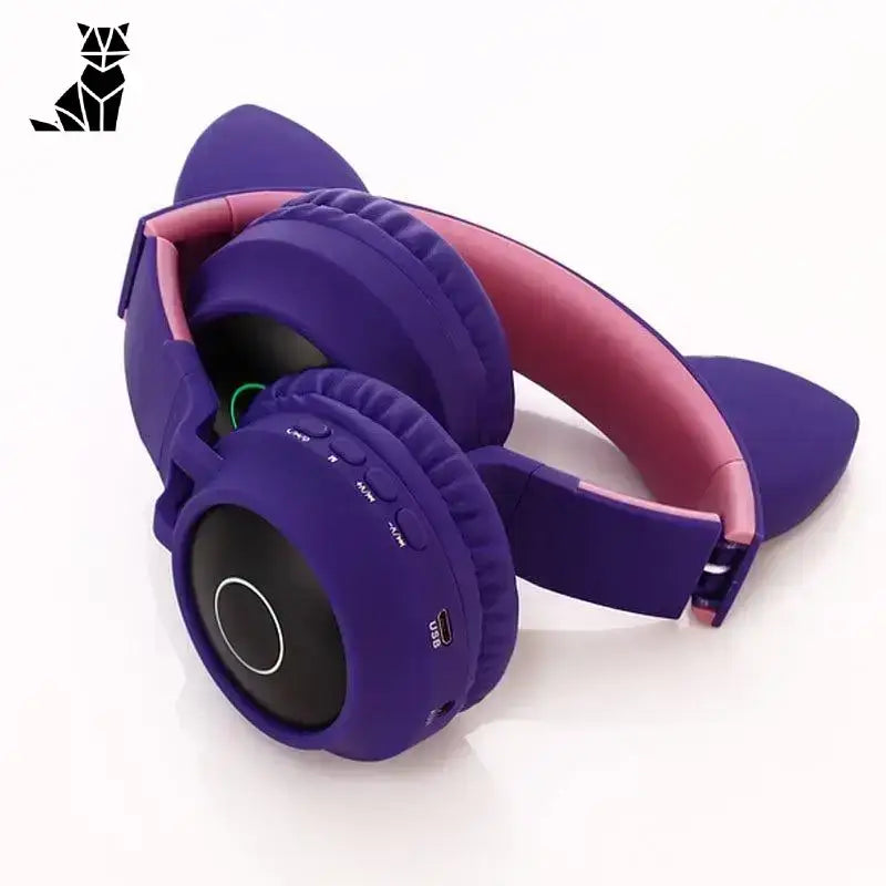 Kask z Kocimi Uszami Bluetooth Bezprzewodowy Fioletowy Kot Ucho
