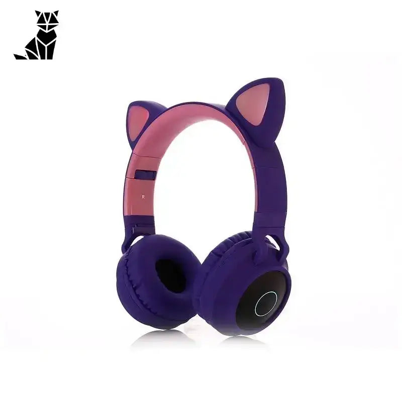 Kask z Kocimi Uszami Bluetooth Bezprzewodowy Fioletowy Fioletowy Różowy Kocie Ucho