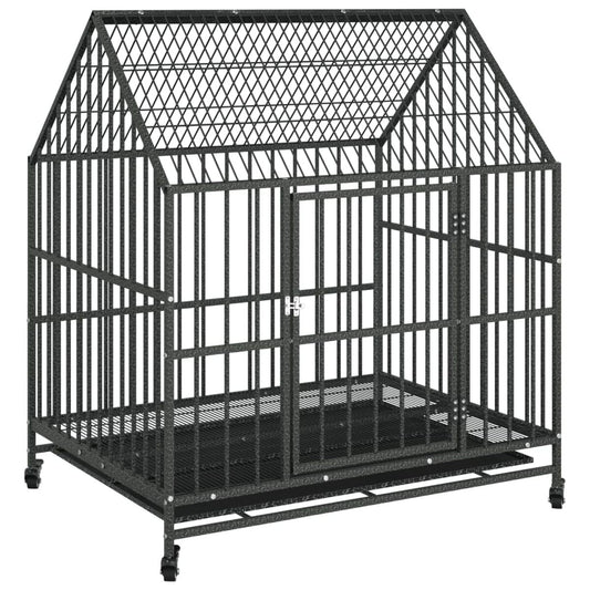 Klatka dla Dużego Psa na Kółkach 100x77x115 cm Stal Galwanizowana Czarna