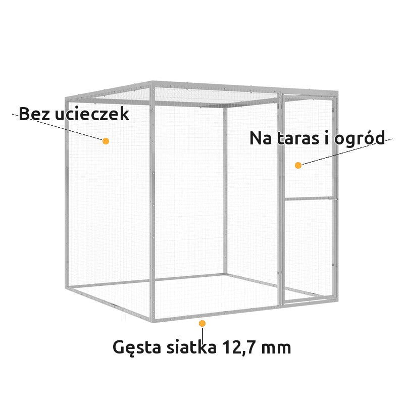Klatka dla Kota na Zewnątrz 1,5 x 1,5 x 1,5 m Stal Ocynkowana – korzyści