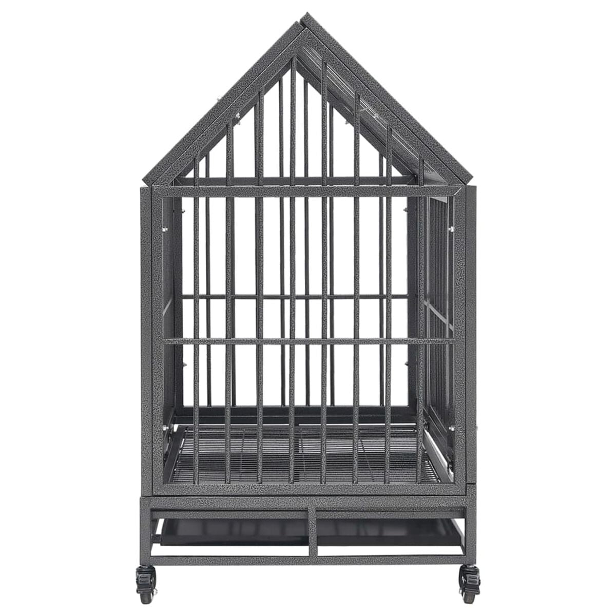 Klatka dla Psa do Domu z Dachem i Kółkami 92x62x106 cm Stalowa – widok 4