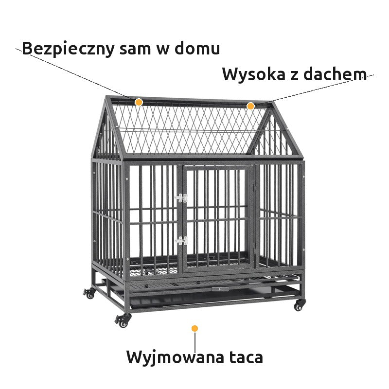 Klatka dla Psa do Domu z Dachem i Kółkami 92x62x106 cm Stalowa – zalety