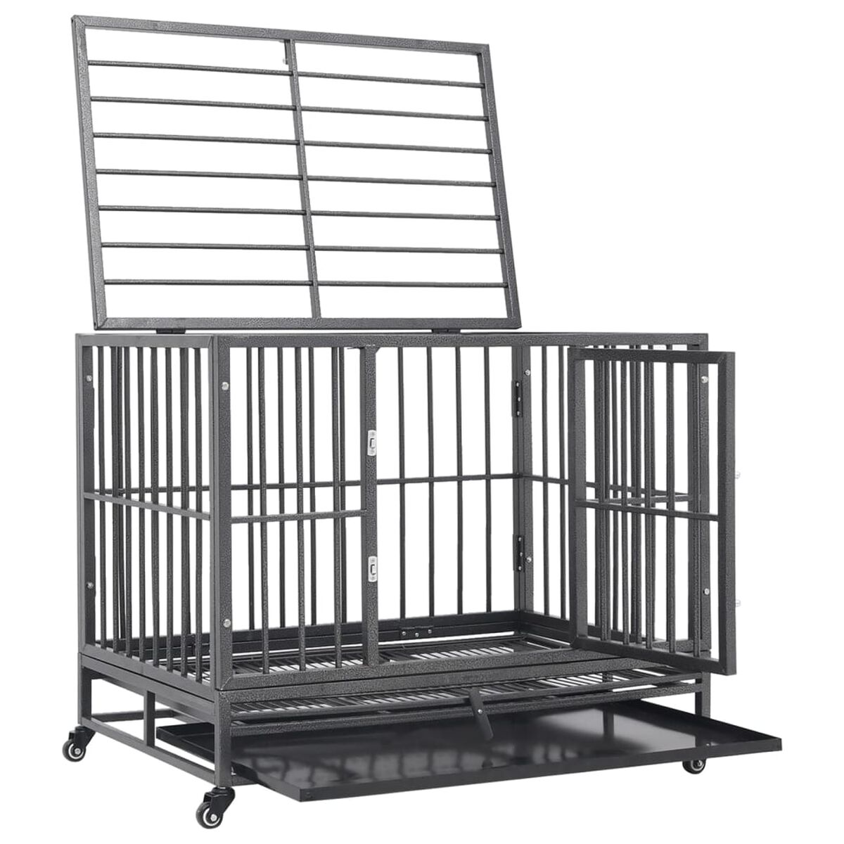 Klatka Kennelowa dla Psa na Kółkach 92x62x76 cm Stalowa – widok 5