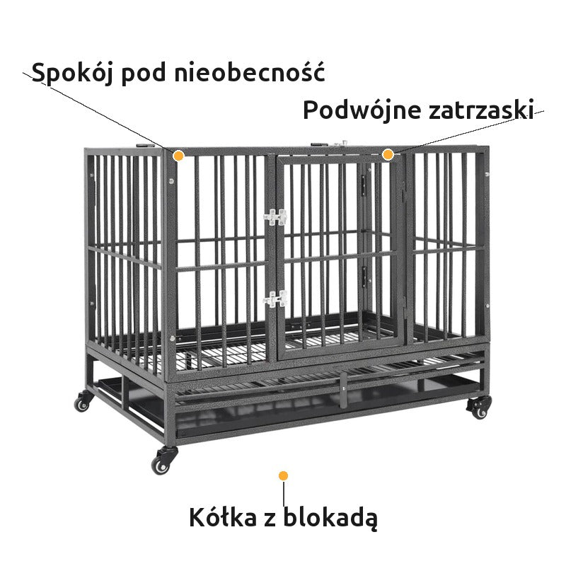 Klatka Kennelowa dla Psa na Kółkach 92x62x76 cm Stalowa – zalety