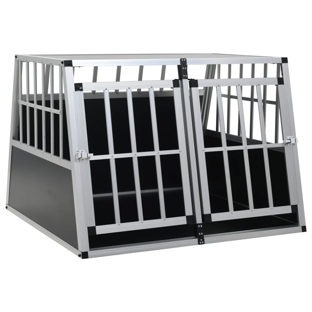 Klatka Transportowa dla Psa do Samochodu 94x88x69 cm Aluminium Podwójne Drzwi