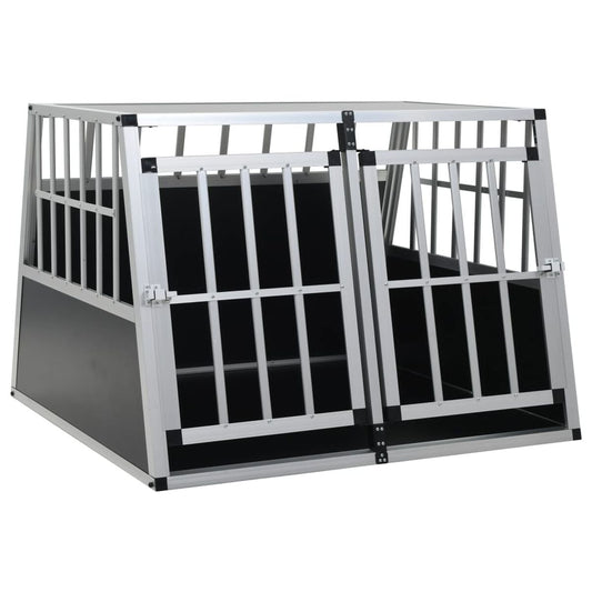 Klatka Transportowa dla Psa do Samochodu 94x88x69 cm Aluminium Podwójne Drzwi
