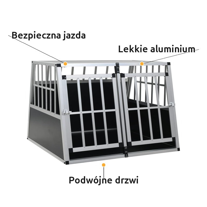 Klatka Transportowa dla Psa do Samochodu 94x88x69 cm Aluminium Podwójne Drzwi – zalety