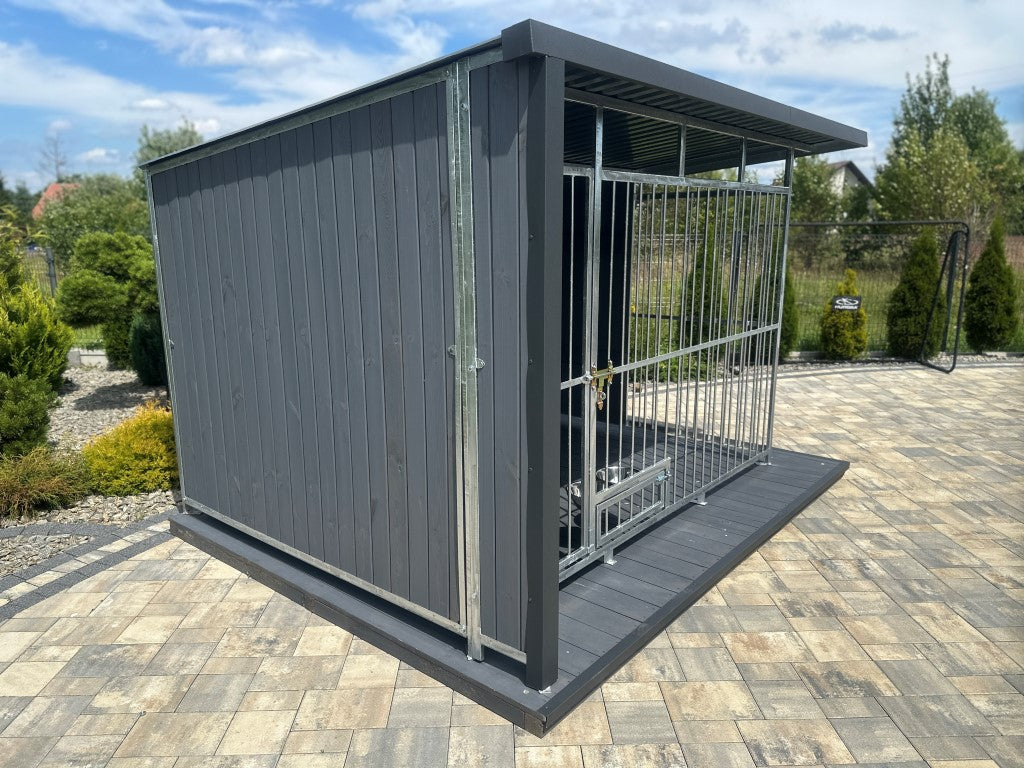 Kojec drewniany dla psa – z Zadaszeniem i Karmidłem 270 × 200 cm – widok 6