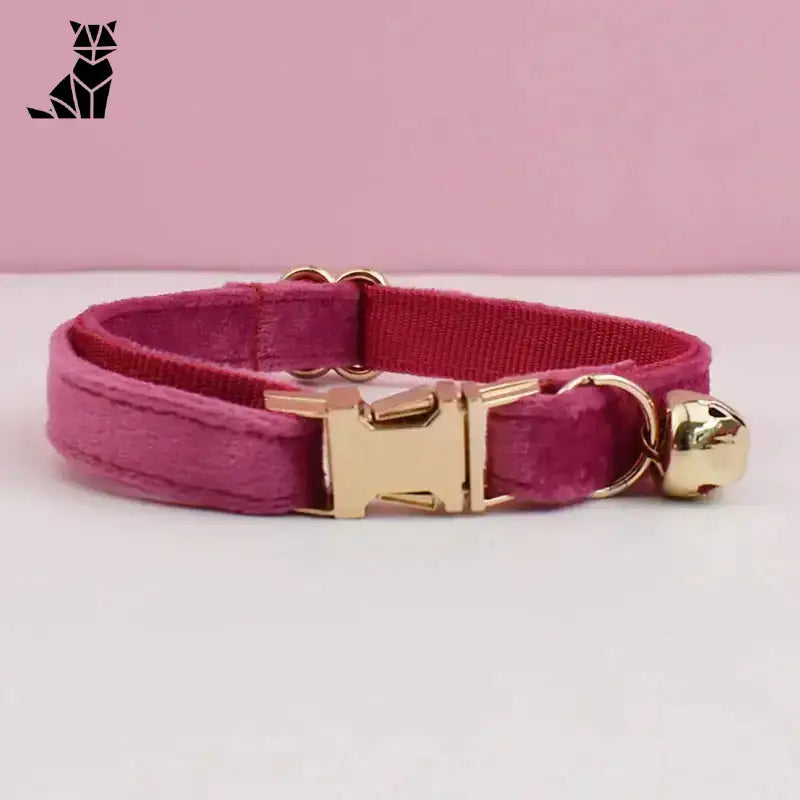 Kokardka dla Kota z Dzwoneczkiem Elegancka a / 16-26cm Fuksja Różowy Aksamit