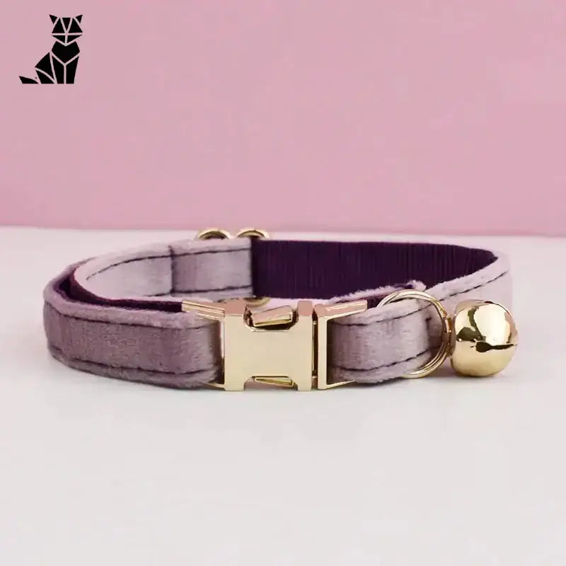 Kokardka dla Kota z Dzwoneczkiem Elegancka g / 16-26cm Fioletowy Aksamit Zwierzak