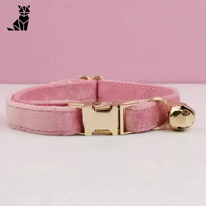 Kokardka dla Kota z Dzwoneczkiem Elegancka h / 16-26cm Różowy Aksamit Kot