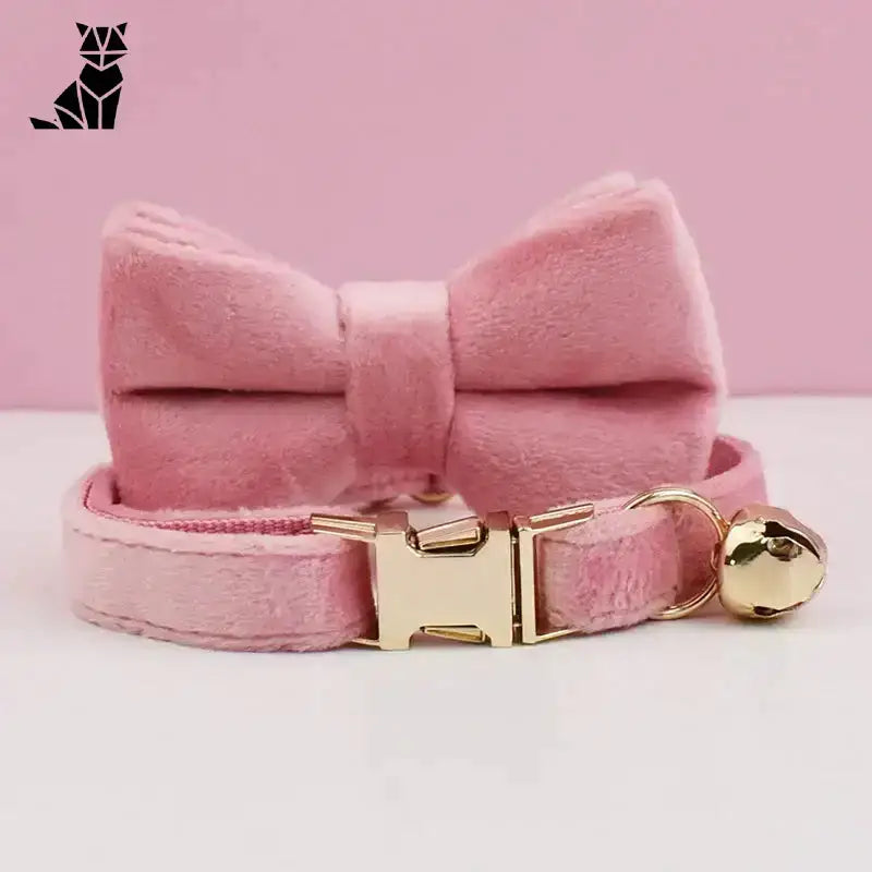 Kokardka dla Kota z Dzwoneczkiem Elegancka i / 16-26cm Różowy Aksamit Zwierzak