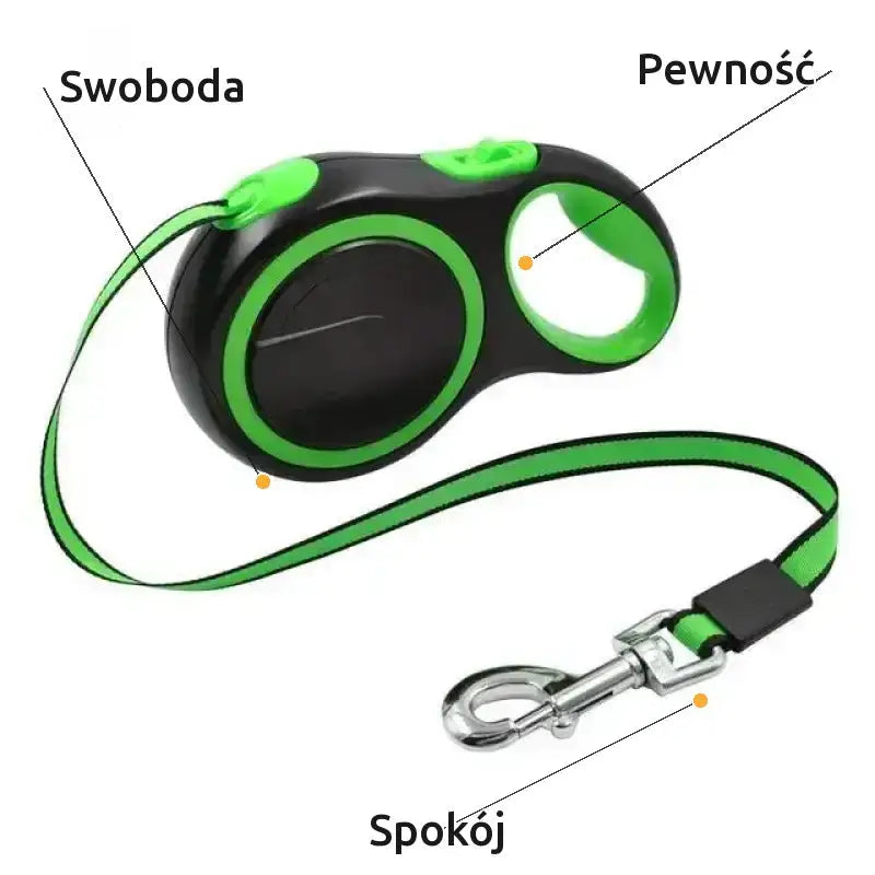 Kołowrotek dla Psa Automatyczny Wygodny Zielony / 3 m - 15 Kg
