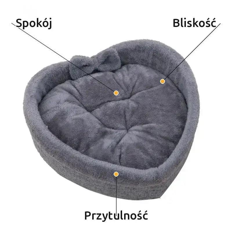 Kosz z Sercem Kota Regenerujący Sen Głęboki Szary / Kociak Felix - m - 40 Cm