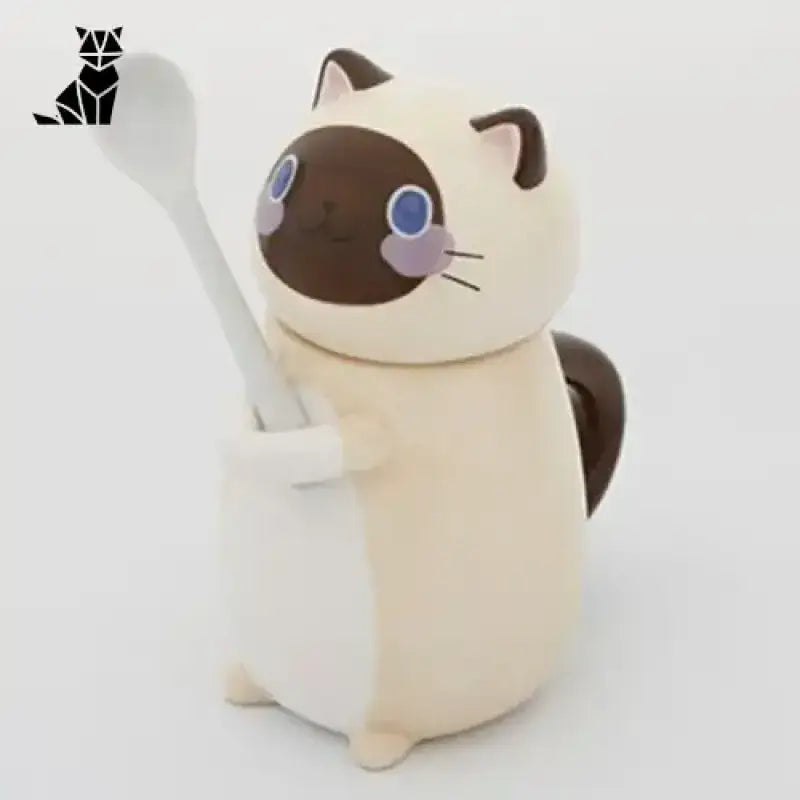 Kubek Kitty na Trudne Przebudzenie z Kotem Kot Miau Krem Brązowy w Kształcie Kota