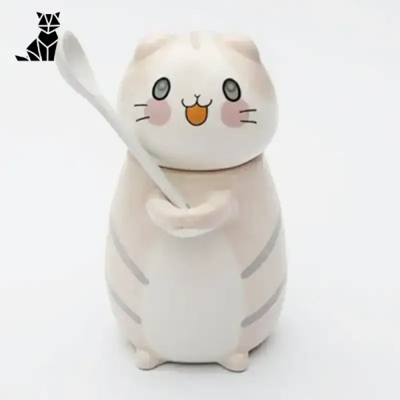 Kubek Kitty na Trudne Przebudzenie z Kotem Porozmawiaj z Kawaii Kremowy Ceramika w Kształcie Kota