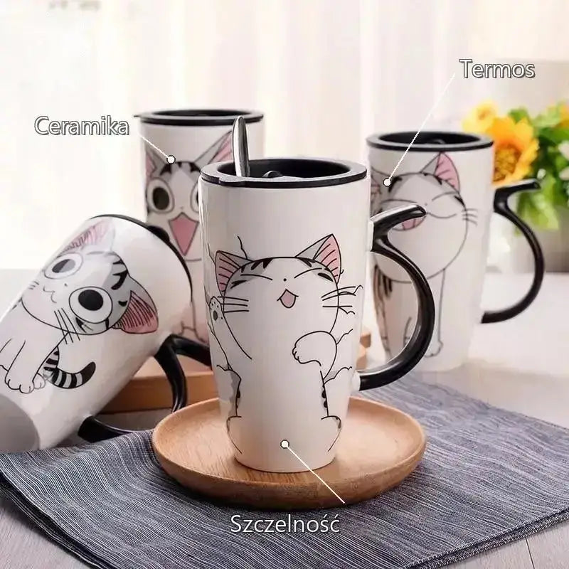 Kubek Termiczny z Kotem Ceramiczny na Prezent