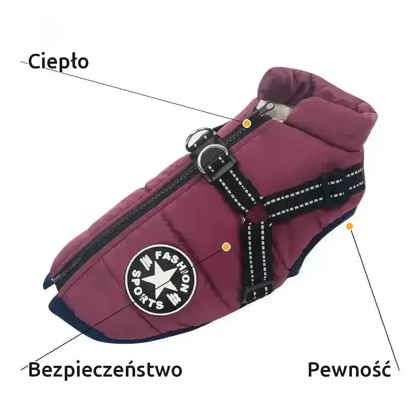 Kurtka dla Dużego Psa z Uprzężą Ocieplana Fioletowy / s (1.3-3.2kg)