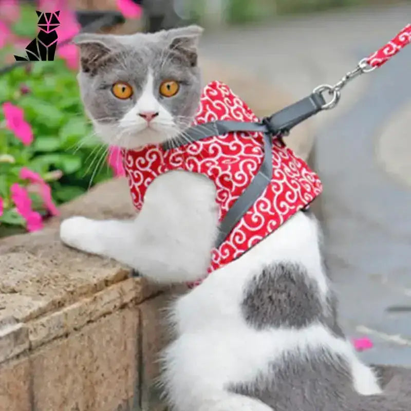 Kwiatowe Wzory dla Zwierząt - Stylowy Prezent Wakacyjny Róż Szary Biały Kot