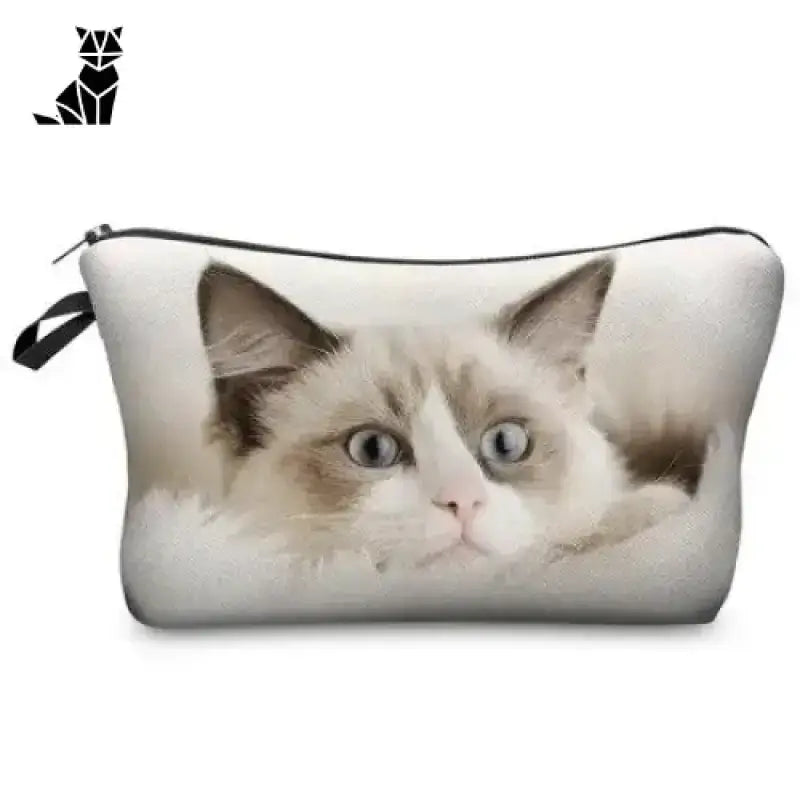 Ładny Zestaw dla Kota Kosmetyczny Etui Elegancki Biały Zapinany na Zamek Etui