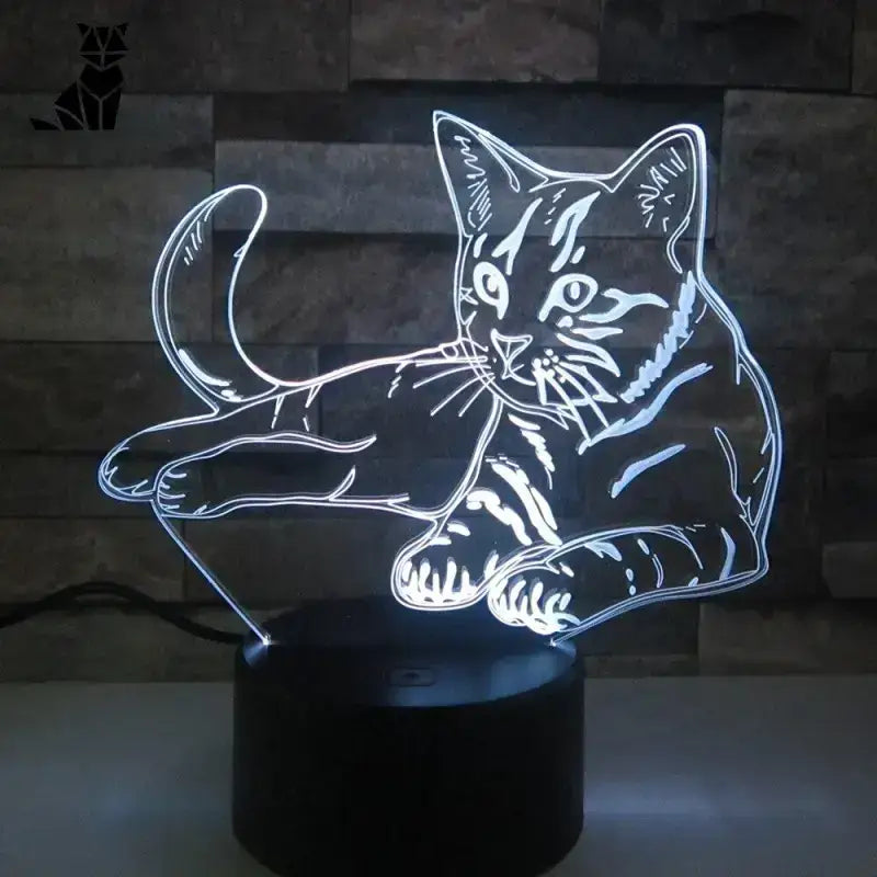 Lampka 3d Kot Led Dekoracyjna dla Miłośników Kotów Lampa 3d Podświetlony Akryl w Kształcie Kota