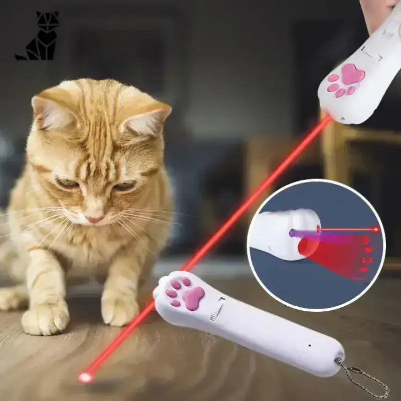 Laser Zabawka dla Kota – Aktywna Zabawa w Domu Domyślny Tytuł Biały Kot w Kształcie łapy