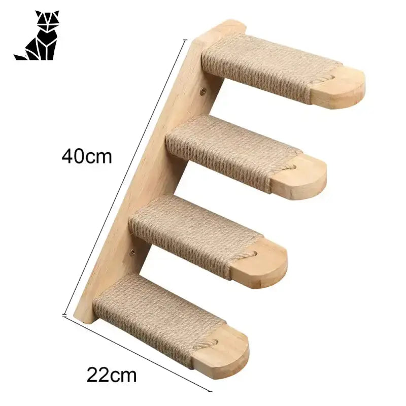 Legowisko dla Kota na ścianę z Platformą Lewe Schody dla Kota Czterostopniowy Drewniany Kot