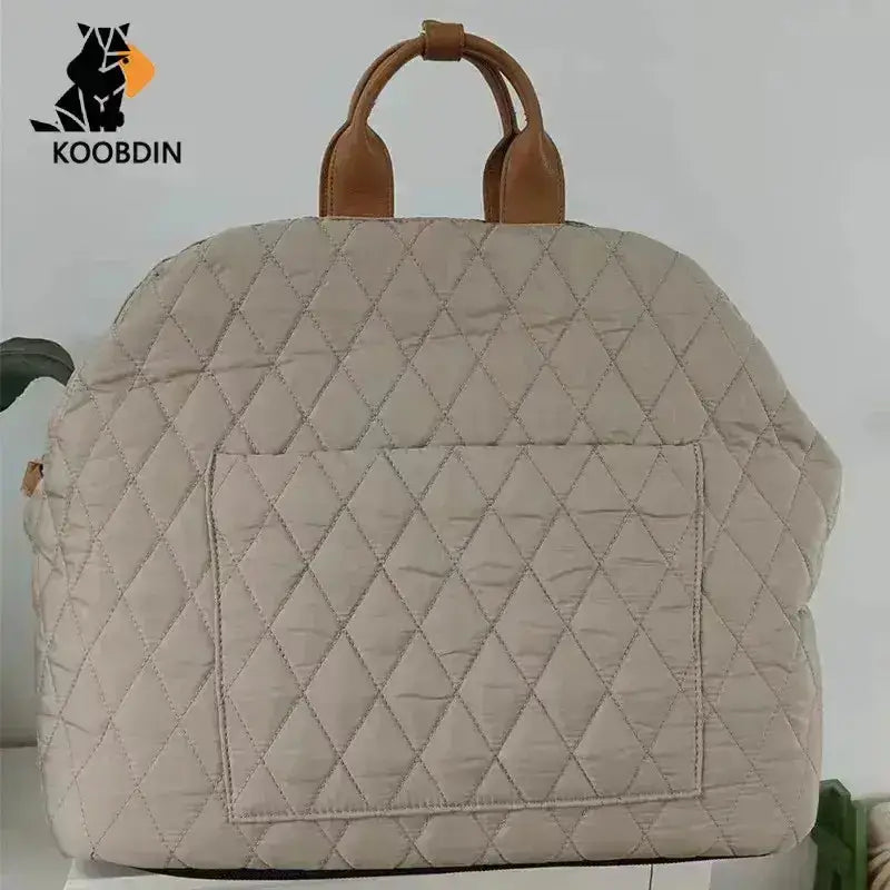 Legowisko Podróżne dla Psa 2w1 Składane Beżowy / S: 44x22x34 Cm Pikowany Beż Podróż