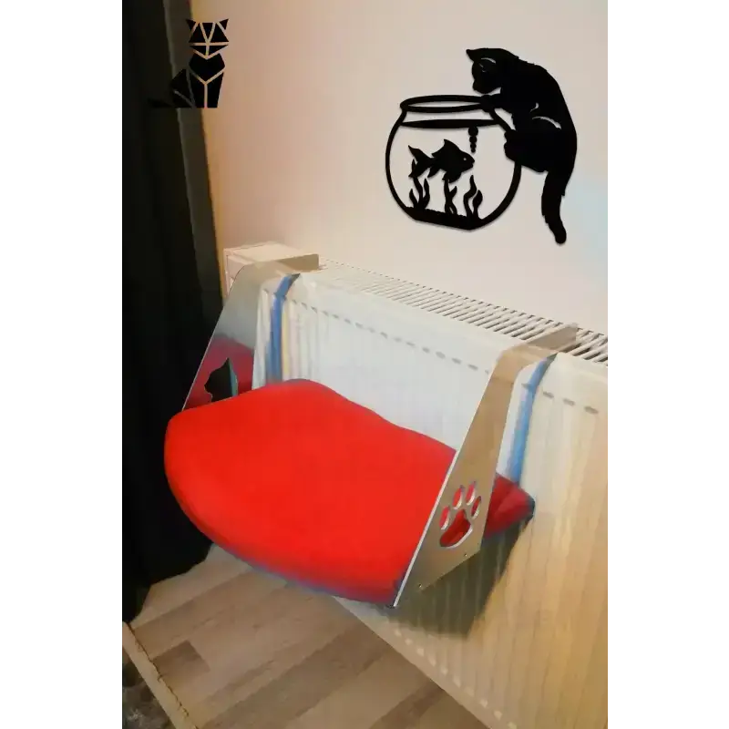 Leżak dla Kota na Kaloryfer Wiszący Pluszowy Czerwony Amortyzowany Zwierzak