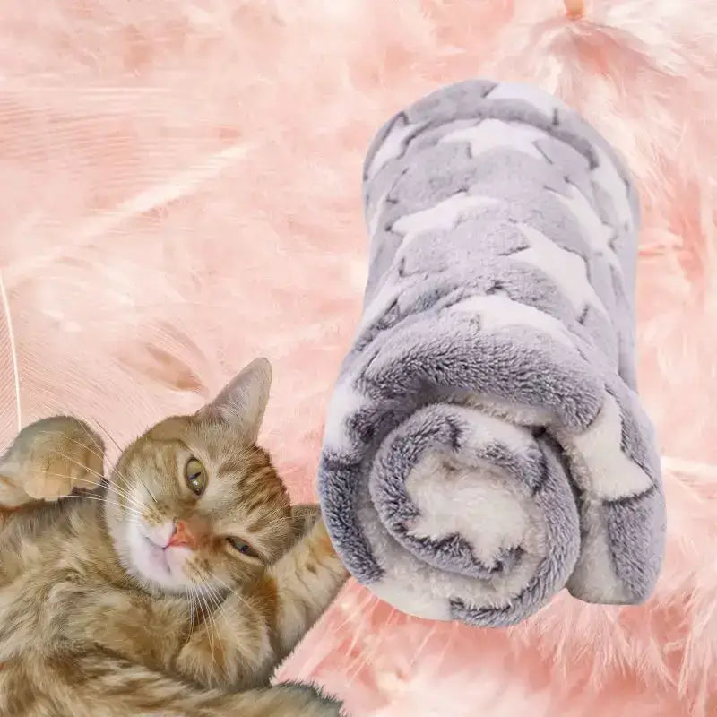 Luksusowy Koc Catscovered™ dla Twojego Kota 1 Koc Zwinięty Puszysty Szary