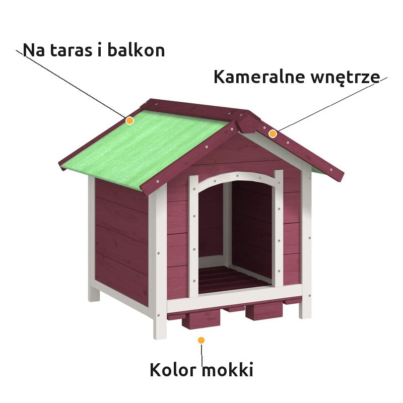 Mała Buda dla Psa Drewniana 65x65x61,5 cm Kolor Mokka – zalety