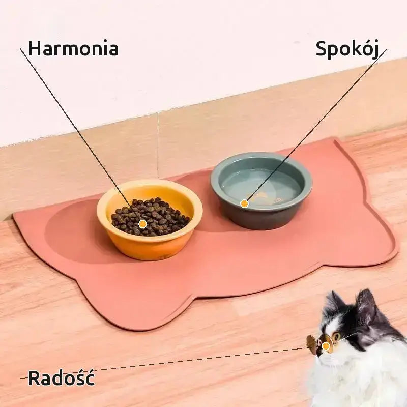 Mata pod Miskę Odporna na Zalanie dla Kota Różowy
