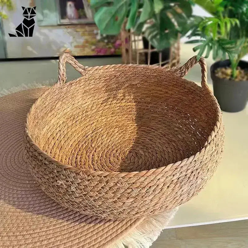 Miejsce do Spania dla Kota Ergonomiczne Naturalne L(46cm) Ręcznie Tkany Runda Słoma